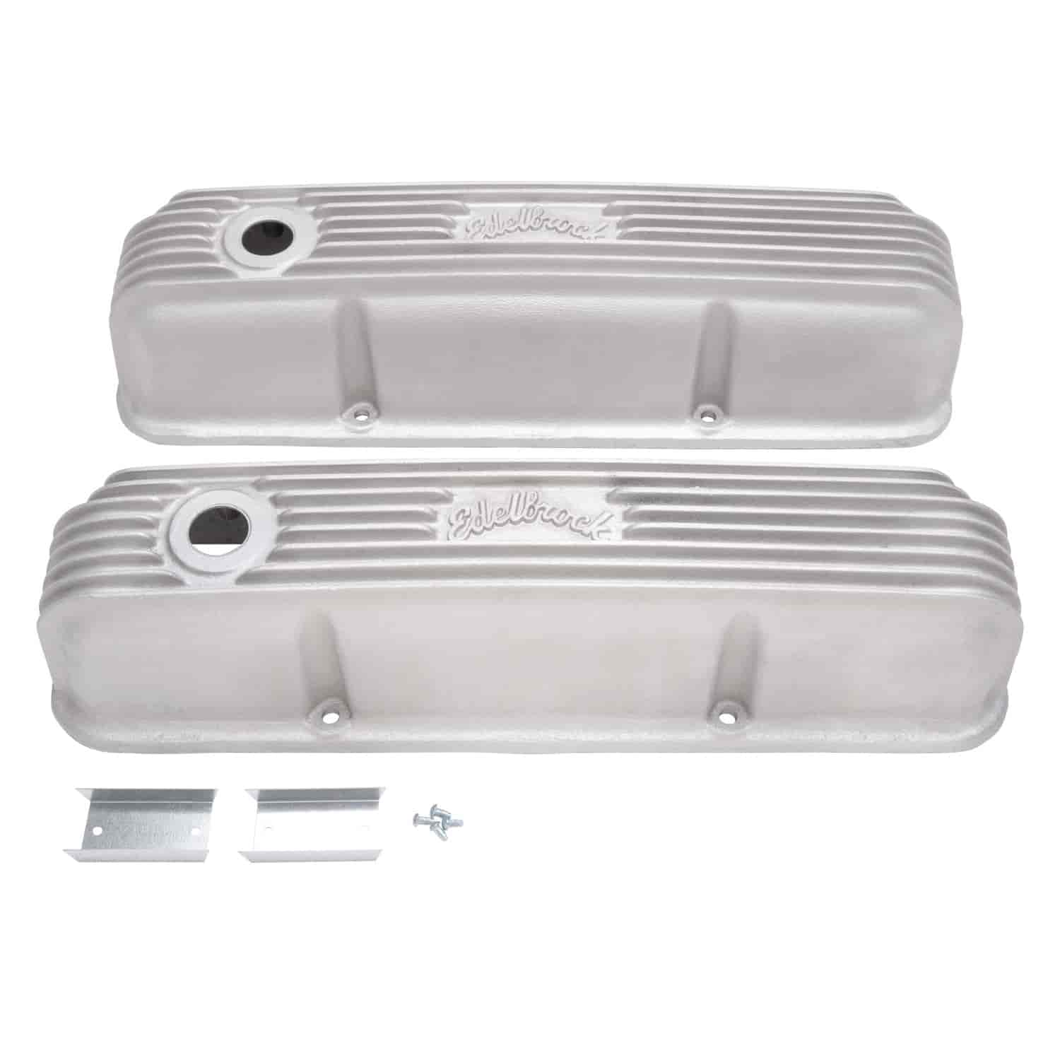 Classic Finned Valve Covers for 1958-1976 Ford FE with Satin Finish