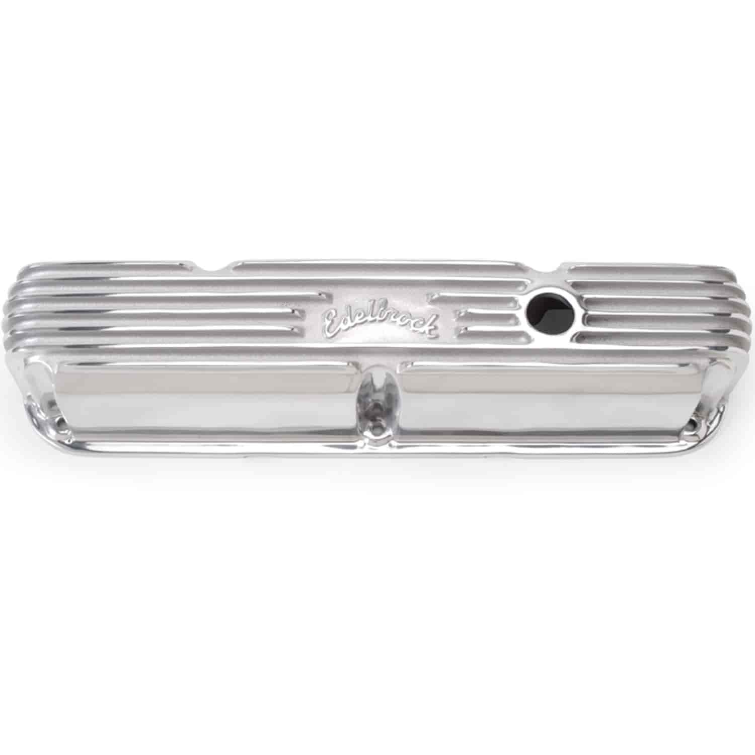 Classic Finned Valve Covers for Small Block Chrysler 318-360 LA Series with Polished Finish