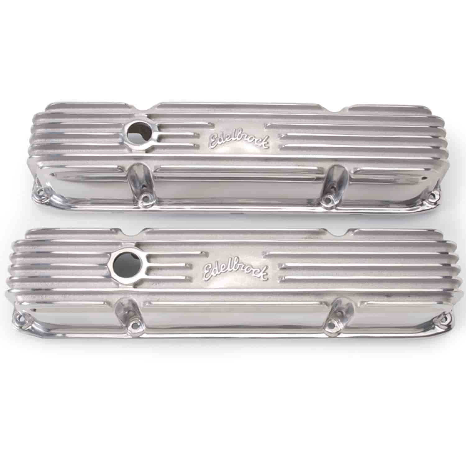Classic Finned Valve Covers for Big Block Chrysler 383-440 with Polished Finish