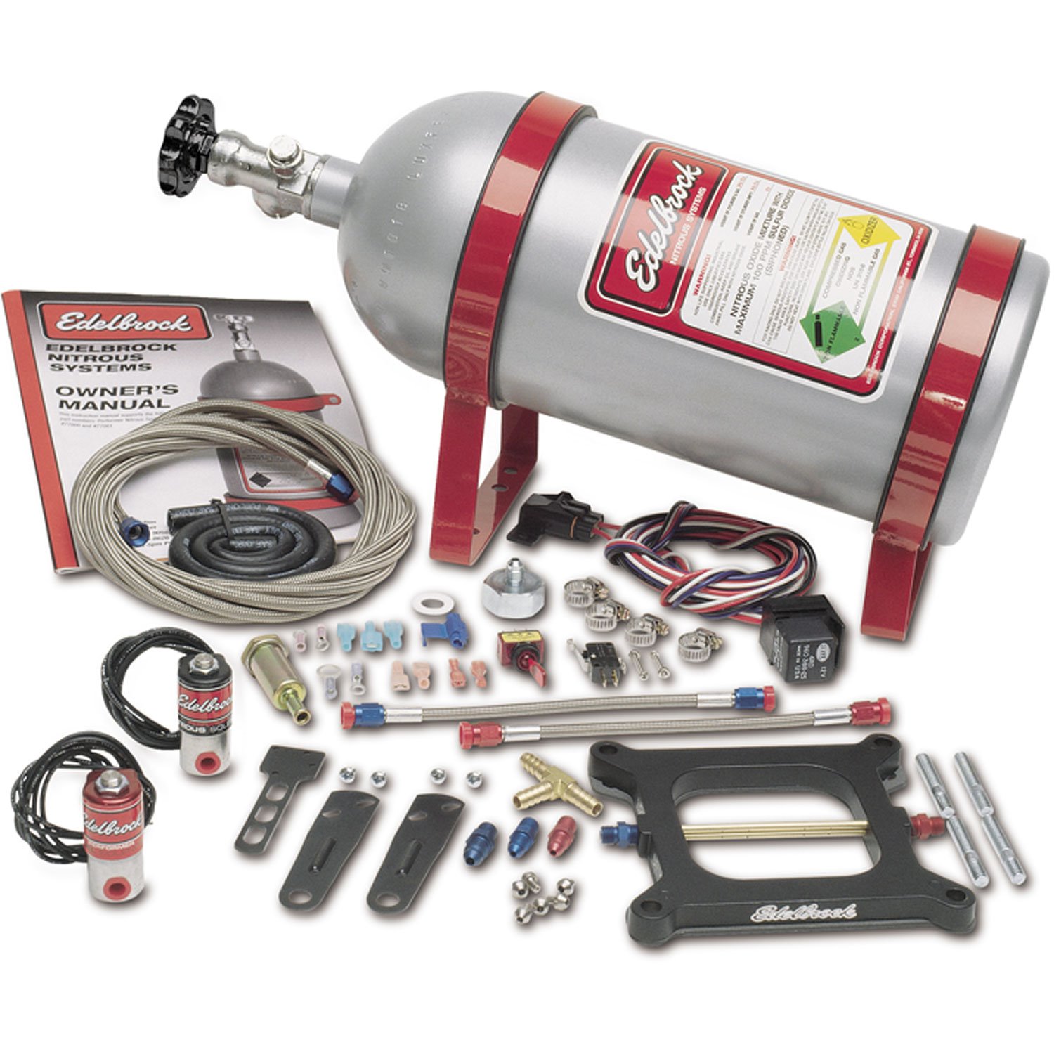 Performer Single Stage Nitrous Kit for 4150 Squar-bore Carburetor with Silver Powder Coated Bottle