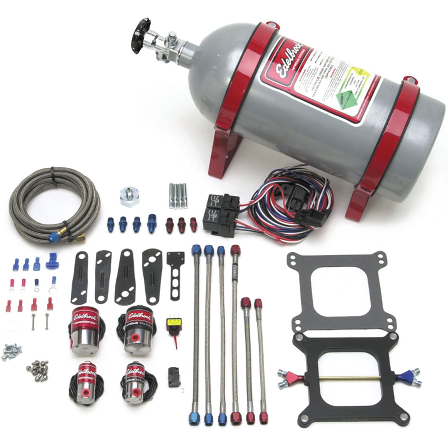 Performer RPM Dual Stage Nitrous Kit for 4150 Square-bore Carburetor with Silver Powder Coated Bottle