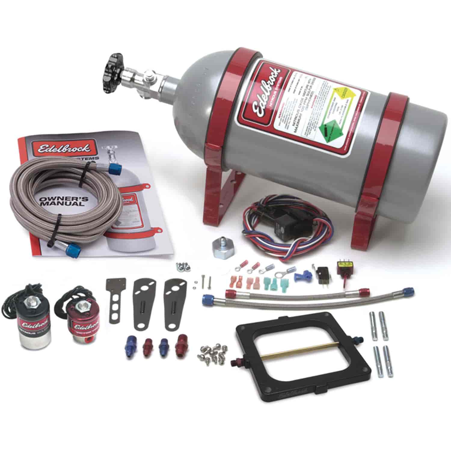 Performer RPM II Single Stage Nitrous Kit for 4500 Series Carburetor  with Silver Powder Coated Bottle