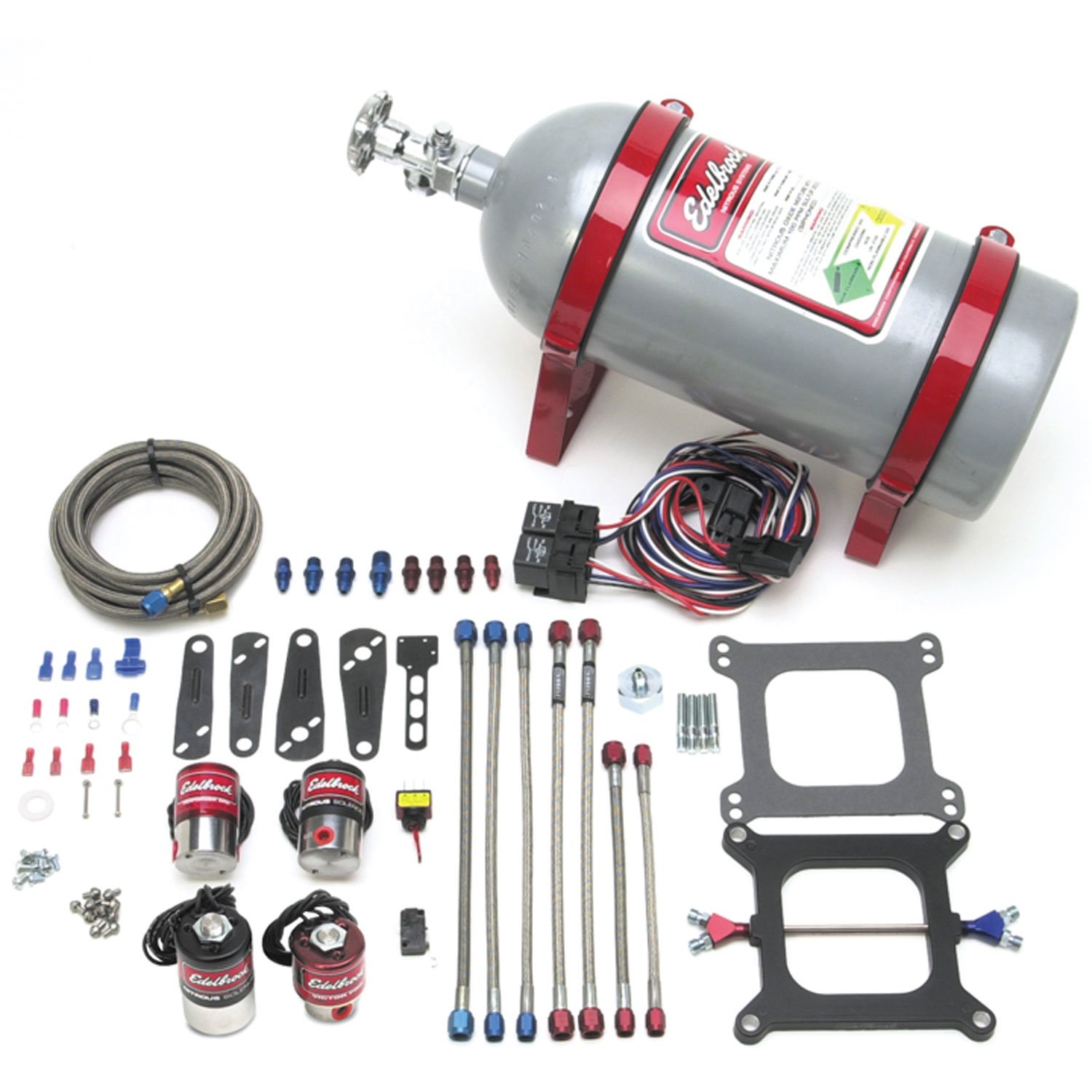 Performer RPM II Dual Stage Nitrous Kit for 4150 Square-bore Carburetor with Silver Powder Coated Bottle