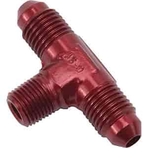 Flare to Pipe T Fitting -4AN  -4AN - 1/8" NPT, Anodized Red