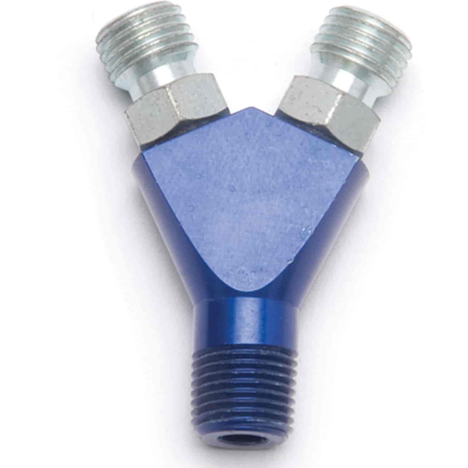 Flare Jet Adapter Y Fitting 1/8" NPT, Anodized Blue