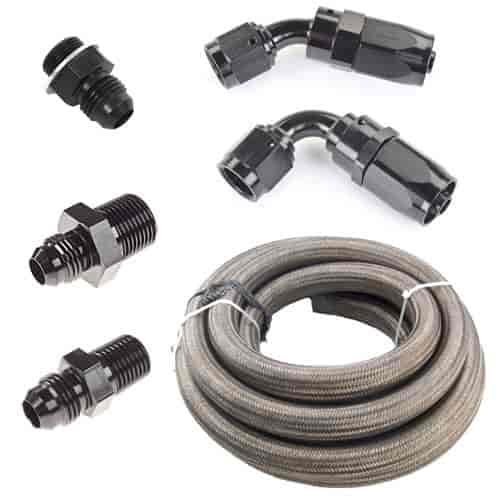 Street Demon Black Ano-Tuff Fuel Line Kit Includes: -6AN Male to 9/16"-24 Male Carb Inlet Fitting
