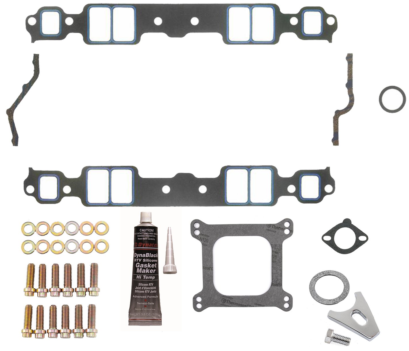 H/P Intake Gasket Install Kit - Small Block Chevy 262-400 V8 Engines - Stock or Small Race Port