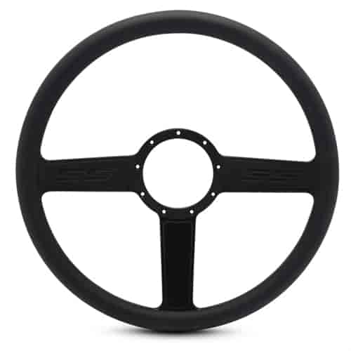 15 in. SS Logo Steering Wheel - Matte Black Spokes, Black Grip
