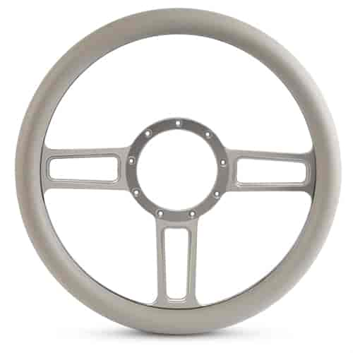 15 in. Launch Steering Wheel - Clear Anodized Spokes, Grey Grip