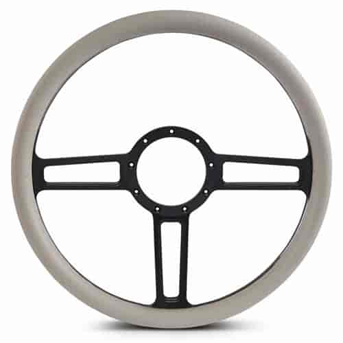 15 in. Launch Steering Wheel - Matte Black Spokes, Grey Grip
