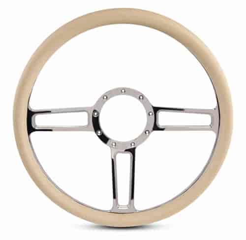 15 in. Launch Steering Wheel -  Polished Spokes, Tan Grip