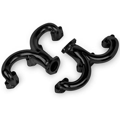 Rams Horn Exhaust Manifolds Small Block Chevy, 1 5/8 in. Primary Diameter [Black Painted]