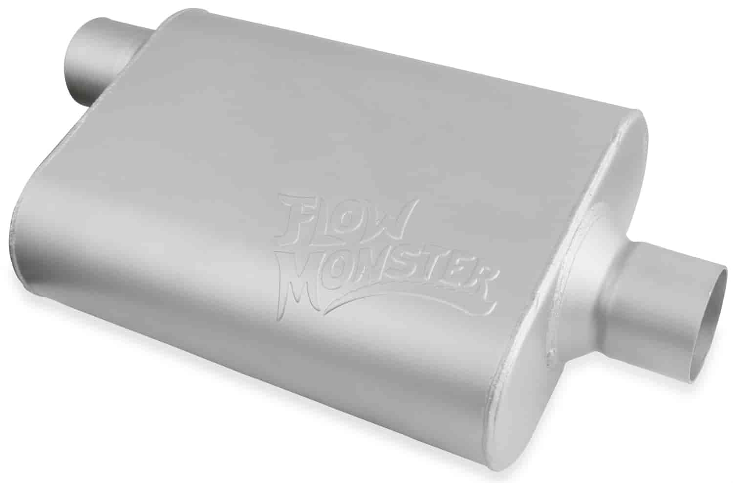 FlowMonster 2-Chamber Muffler - Offset In/Center Out: 2.500 in.