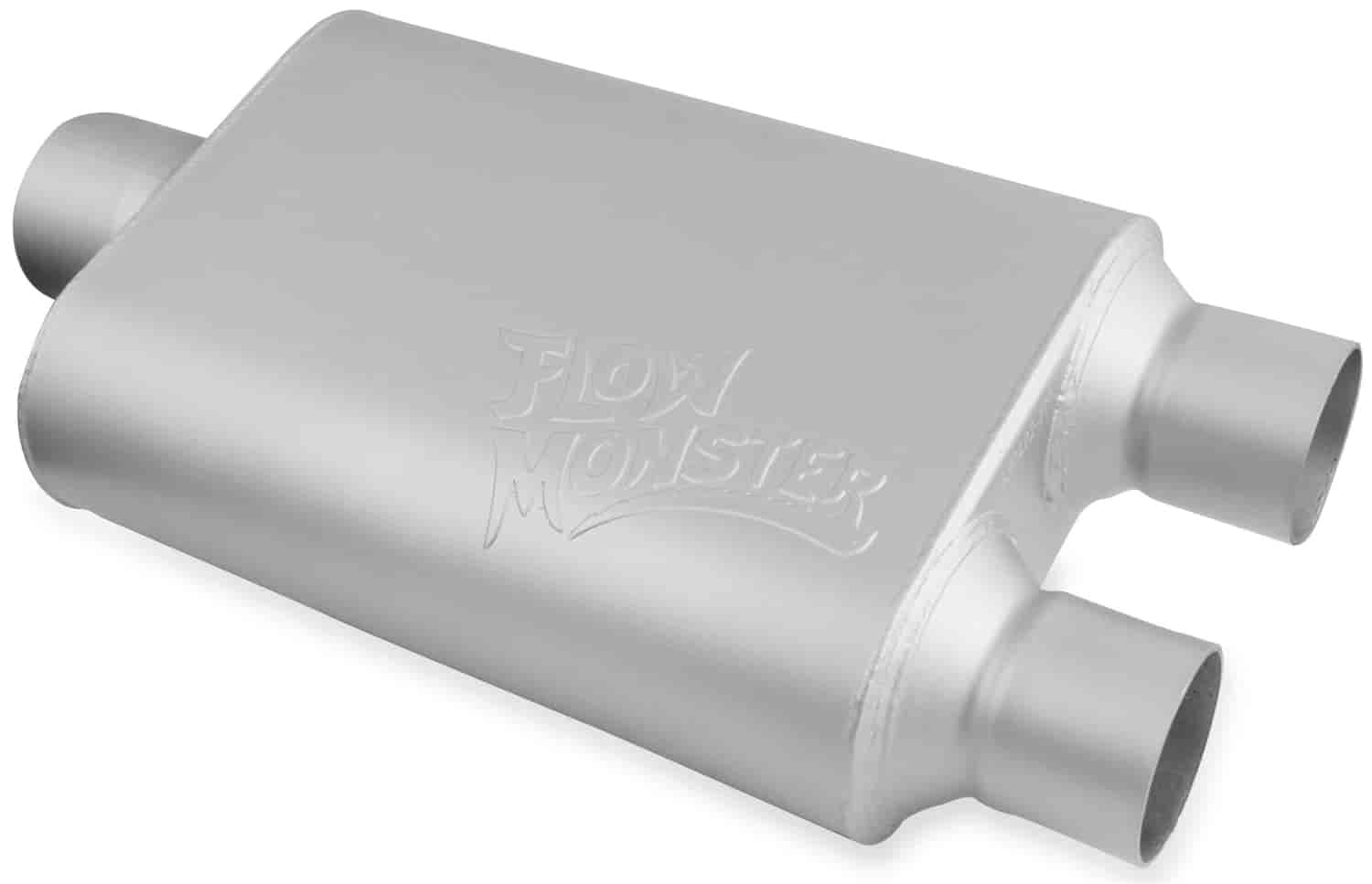 FlowMonster 2-Chamber Muffler - Center In/Dual Out: 3 in./2.500 in.