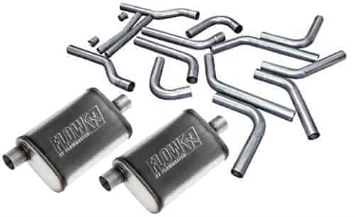 Exhaust System Kit - Universal - 2.500 in. Tubing - Offset In/Center Out FlowFX Series Mufflers
