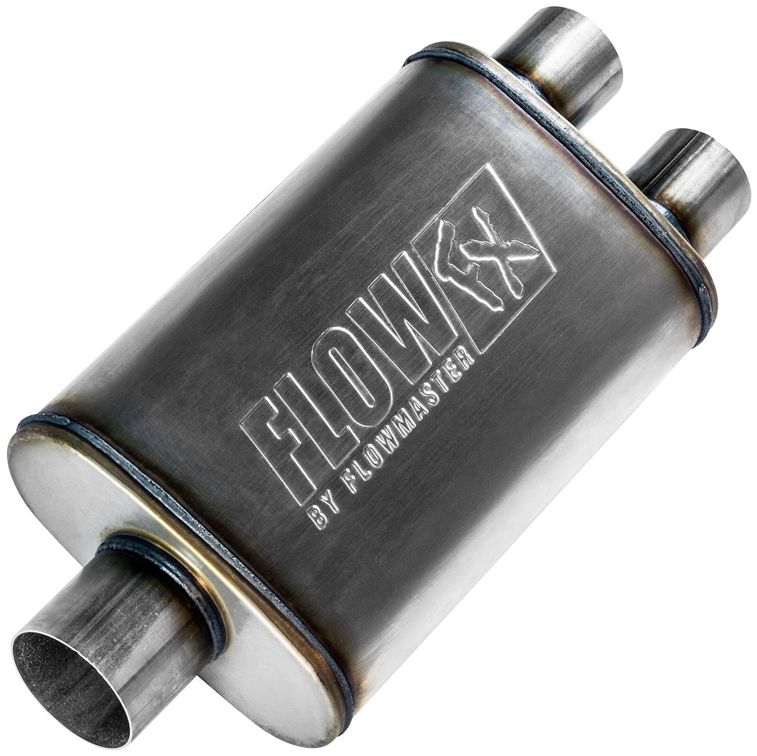 4" x 9" Oval FlowFX Muffler Center In/Dual Out: 3.00"/2.50"