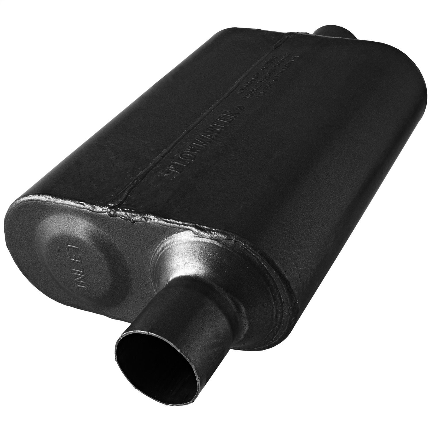 40-Series Original Muffler Offset In/Center Out: 2.250 in. Diameter [Black Painted Finish]