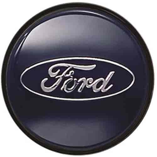 Snap-In Center Cap Chrome Ford Logo w/ Blue Background