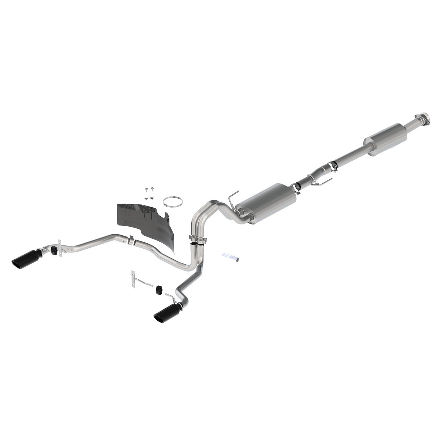 Cat-Back Touring Exhaust System Fits Select Ford F-150 2.7L, 3.5L, 5.0L Trucks w/145, 157 in. WB [Black Chrome Tips]