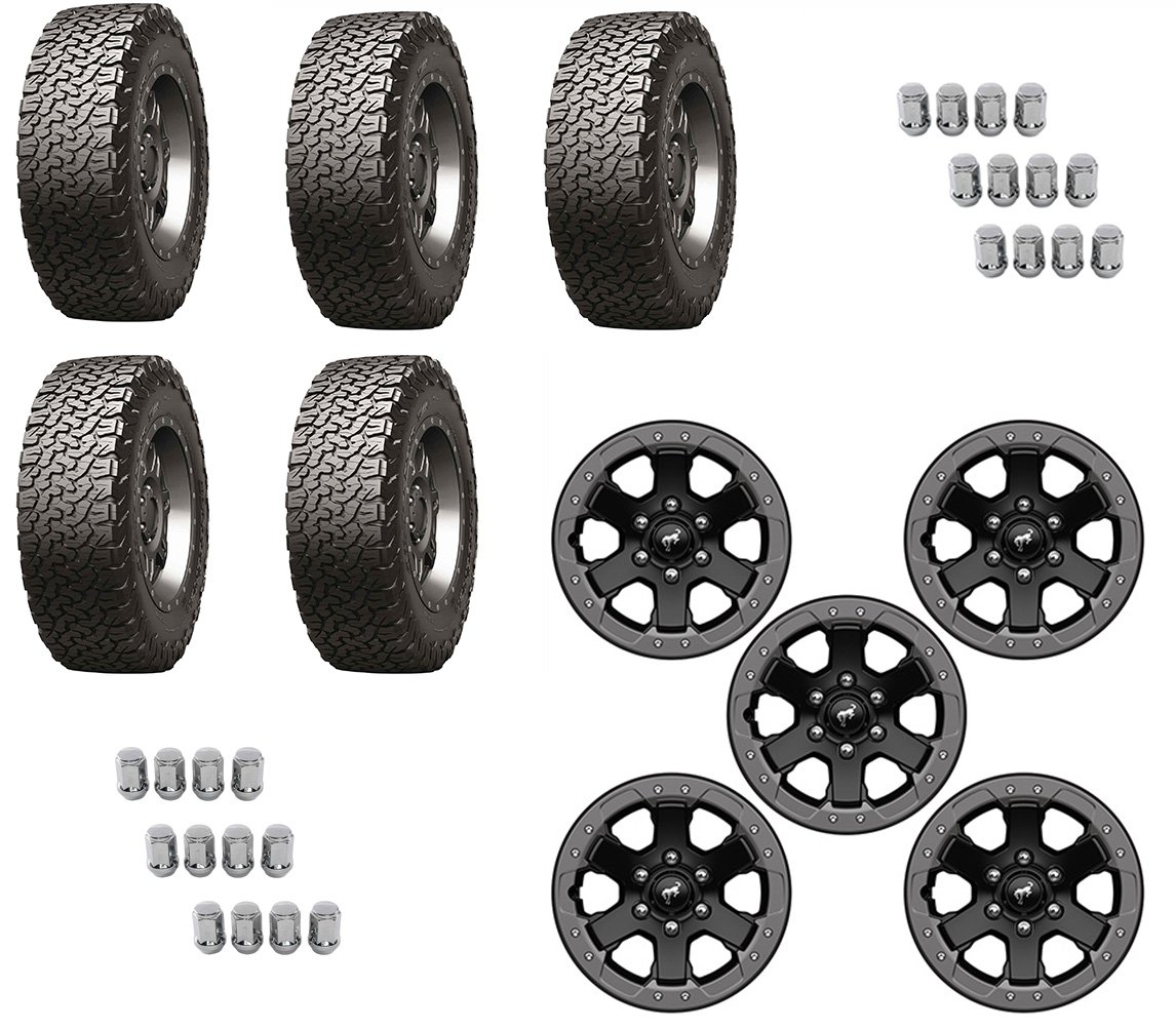 Gloss Black Beadlock Capable Wheel & Tire Package for 2021-2023 Badlands Ford Bronco [Size: 17 in. x 8 in.-35 in. Tires]