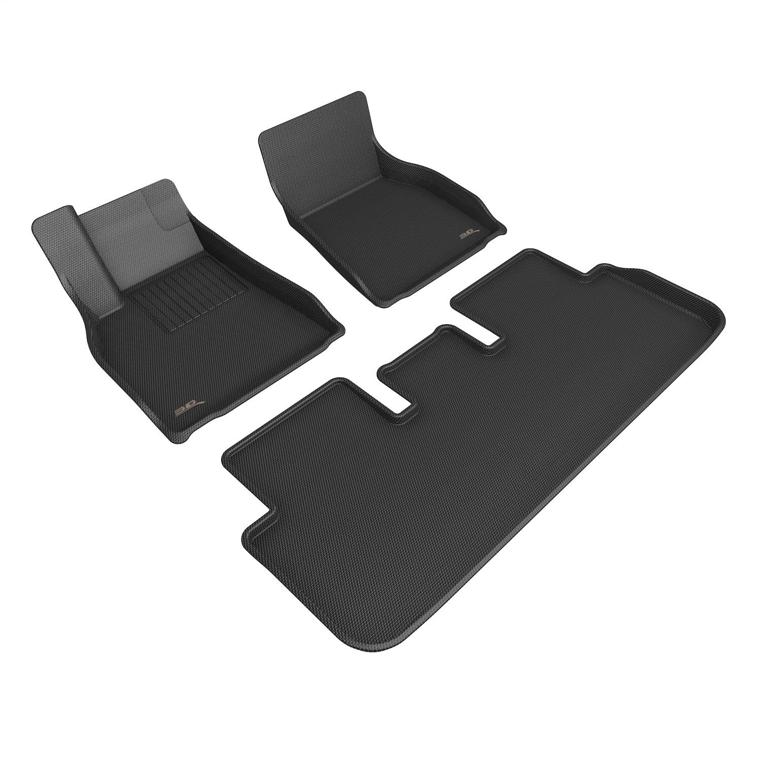 L1TL03801509 KAGU Floor Mat Set, Black, 3-Piece, 2-Piece Front Row, 1-Piece 2nd Row