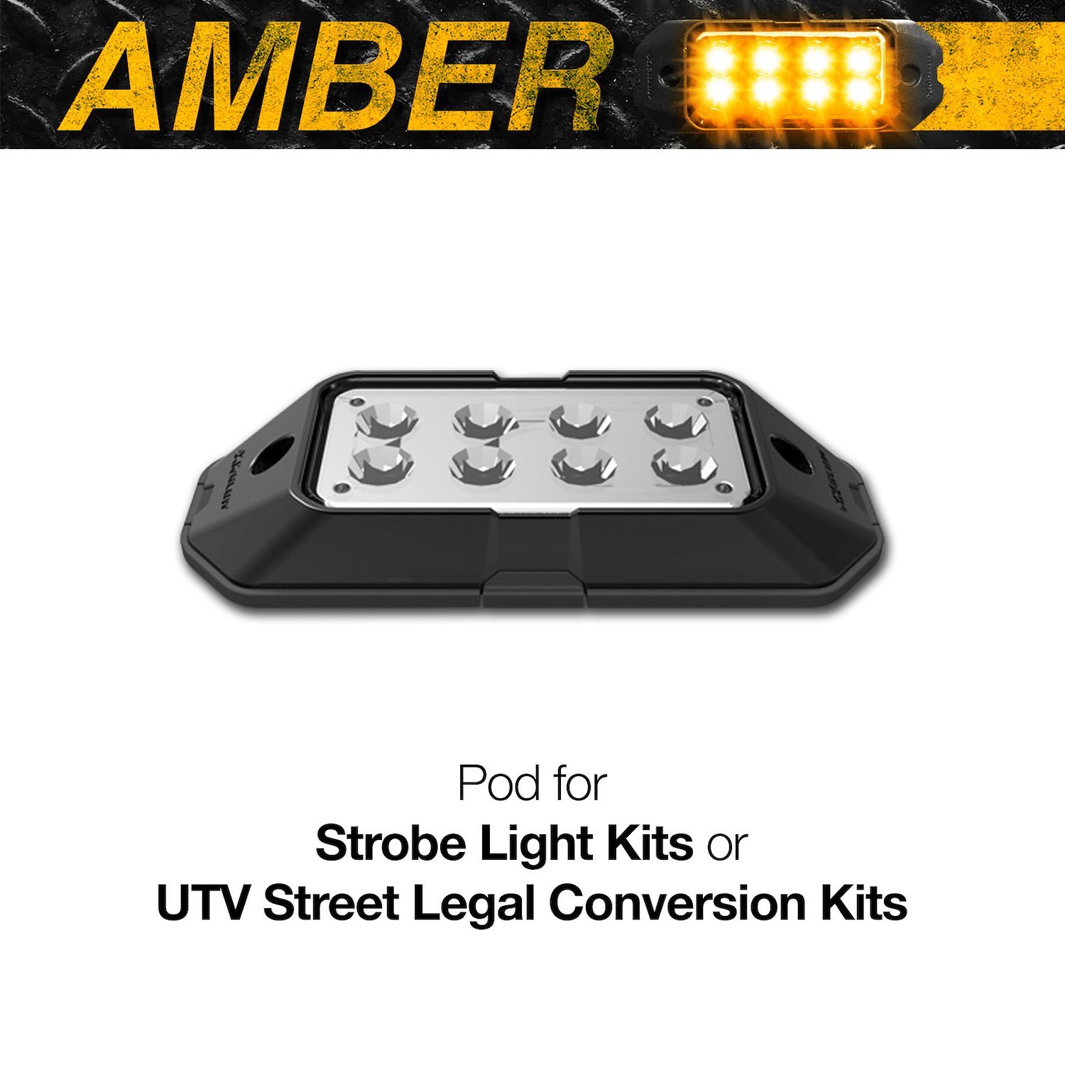 XK052001-P-A Plug-n-Play Strobe Pod Light Series, Amber, Universal Fit