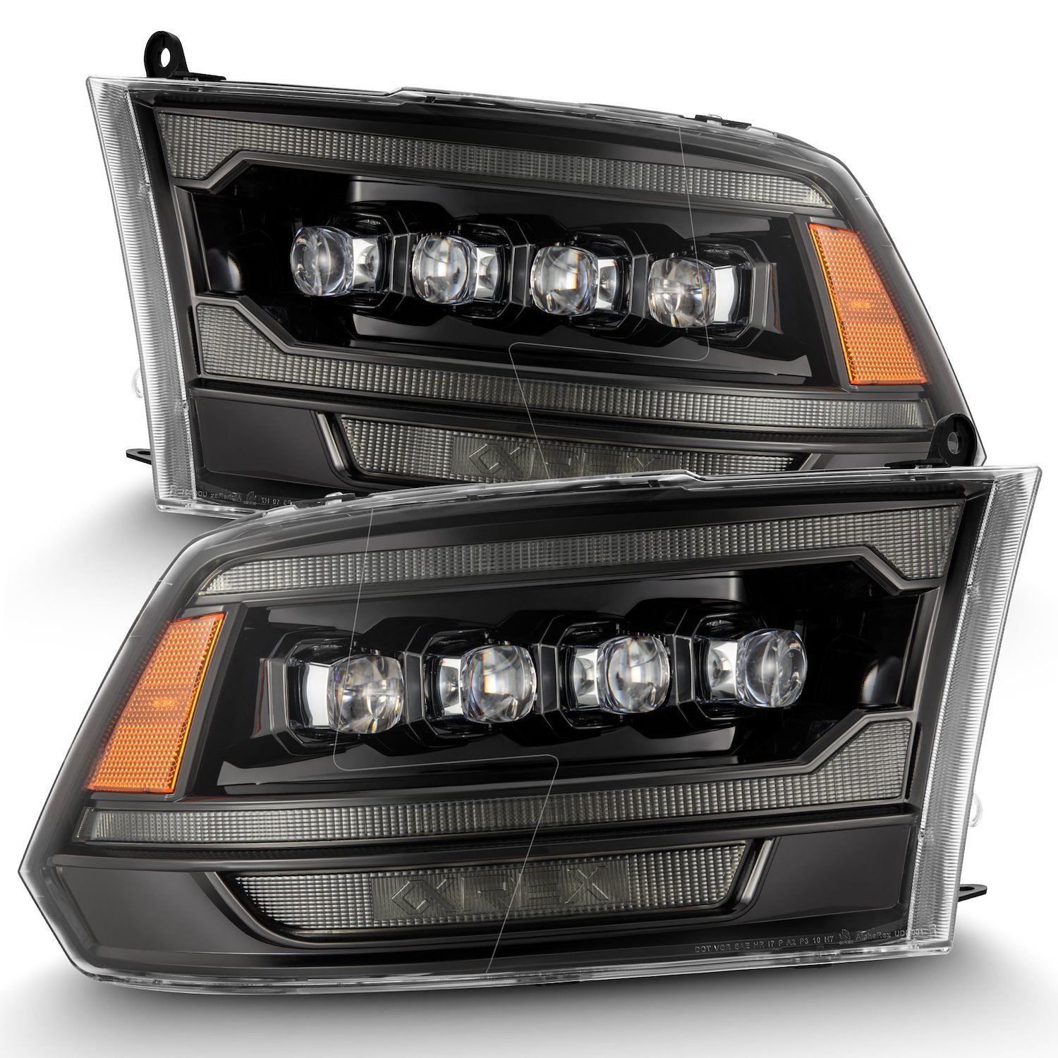 880557 NOVA-Series LED Projector Headlights for 2009-2018 Dodge/RAM 1500/2500/3500 - Alpha-Black