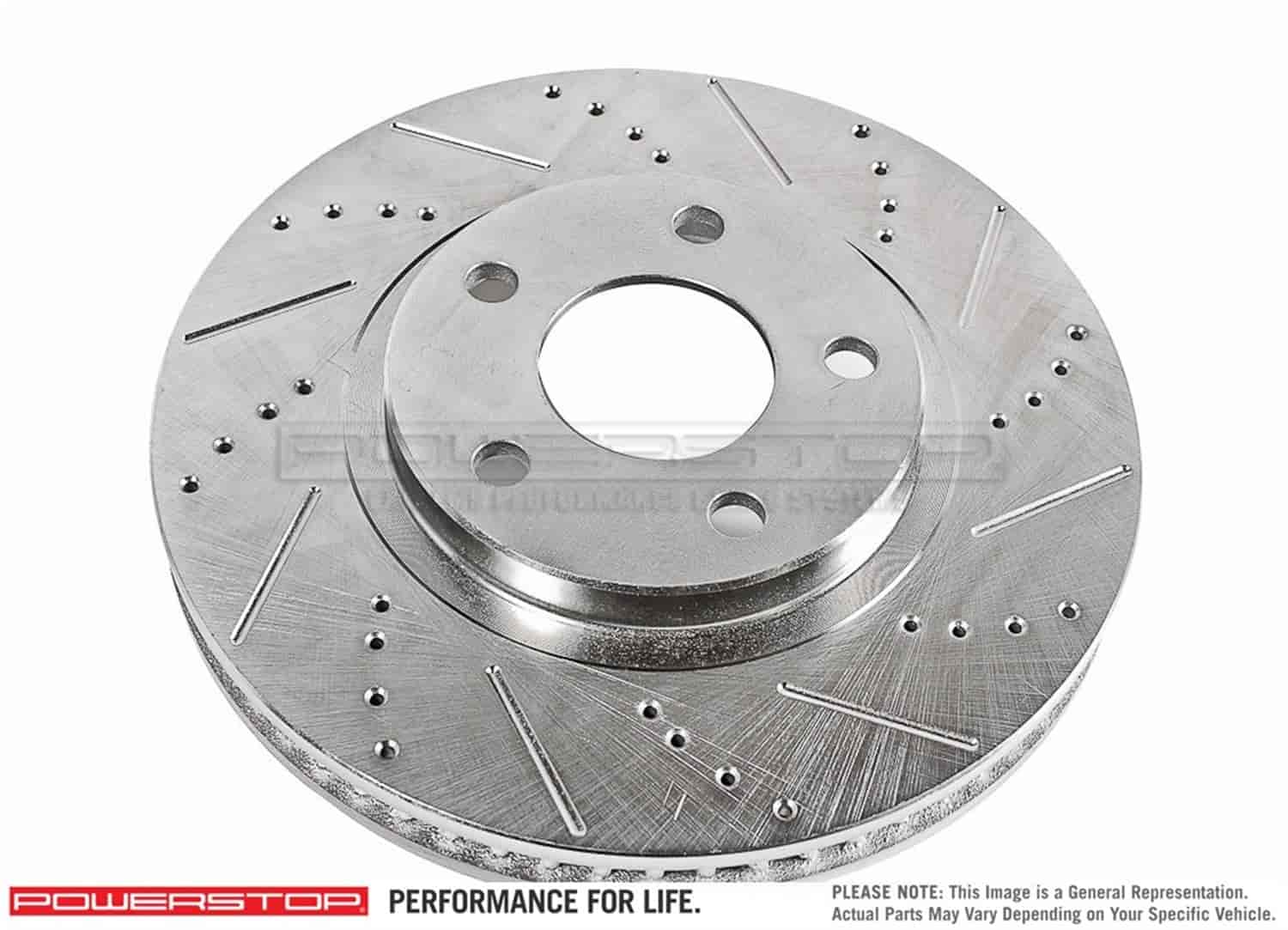 Power Stop Extreme Performance Drilled And Slotted Front Brake Rotors Fits Select 2005-2016 Ford Models [Right/Passenger Side]