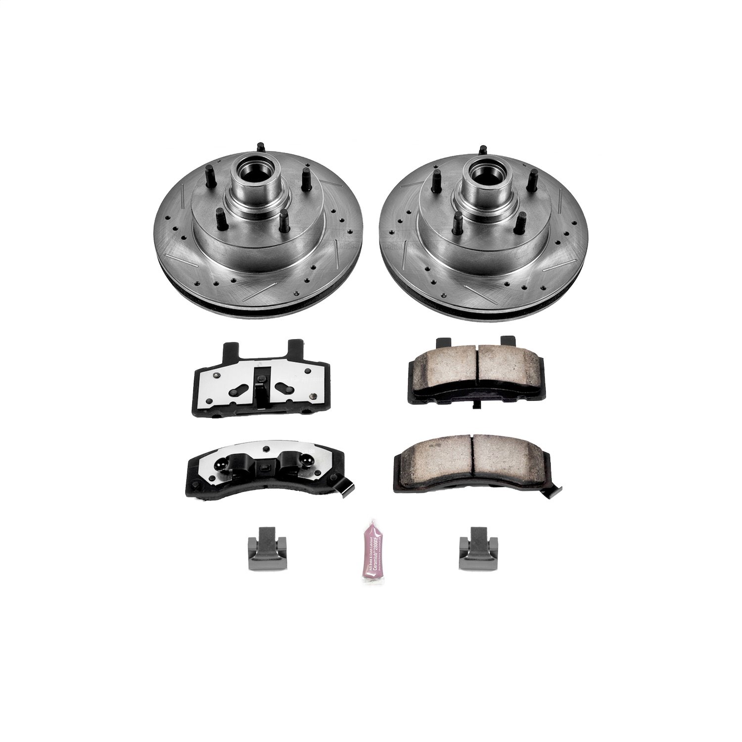 Heavy Duty Truck And Tow Brake Kit; Front; Incl. Silver Zinc Plated Cross-Drilled And Slotted Rotors