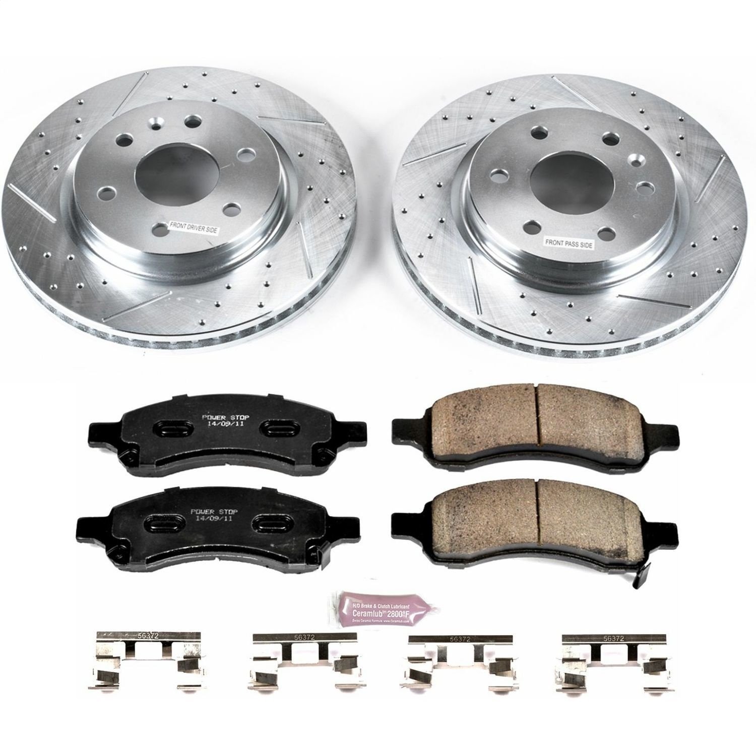 Truck and Towing Z36 Brake Pad & Rotor Kit Cross-Drilled and Slotted Rotors Z36 Carbon Ceramic Brake Pads Complete Front Kit