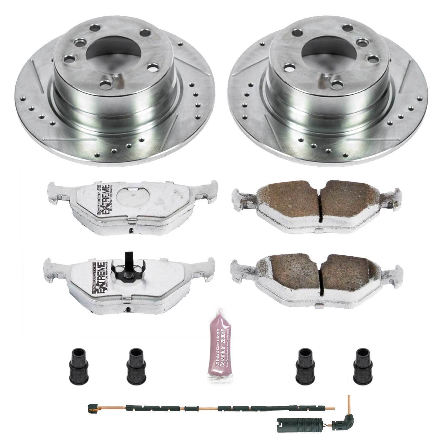 Street Warrior Brake Upgrade Kit Cross-Drilled and Slotted Rotors Z26 Extreme Street Performance Brake Pads Complete Rear Kit
