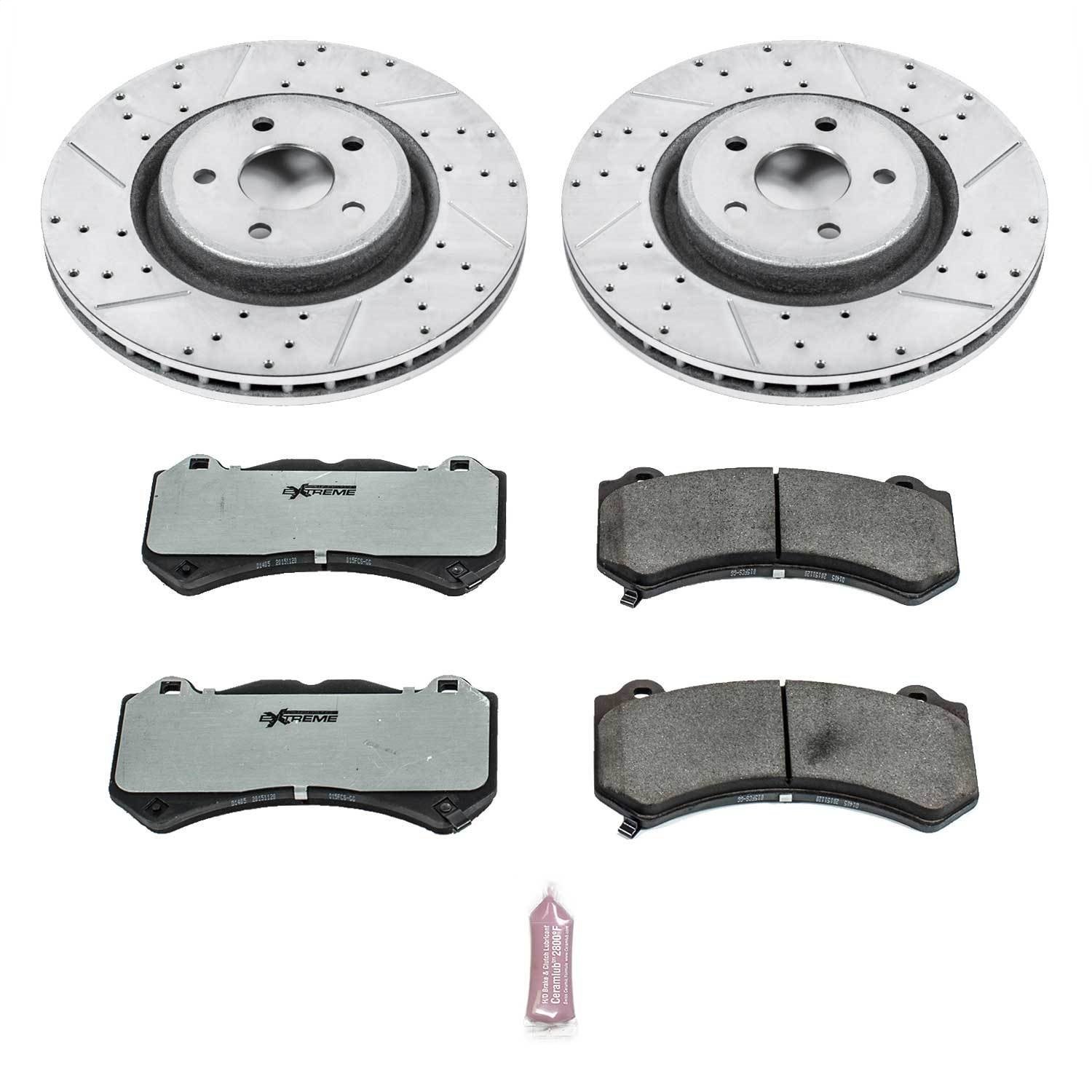 Street Warrior Brake Upgrade Kit Cross-Drilled and Slotted Rotors Z26 Extreme Street Performance Brake Pads Complete Front Kit
