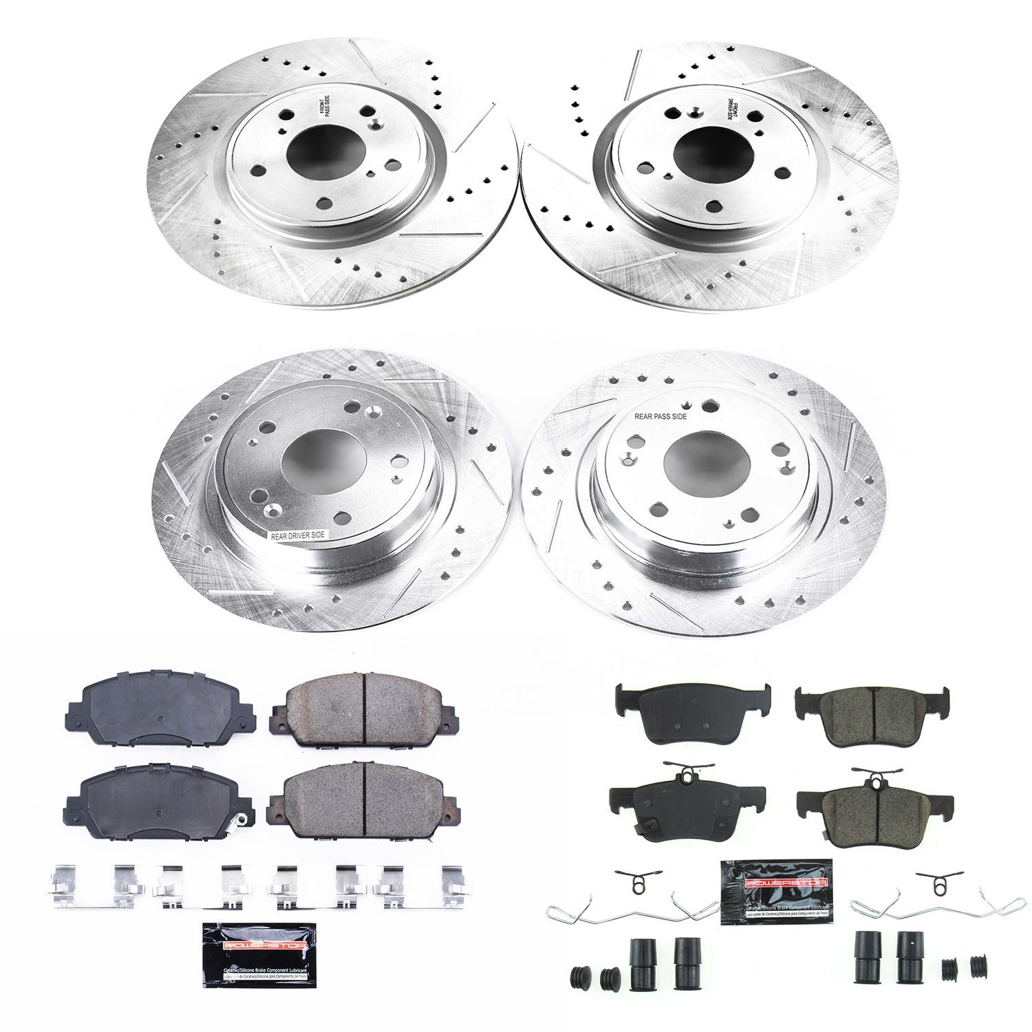 Z23 Evolution Sport Front and Rear Brake Pads & Rotor Kit Fits Late Model Honda Accord