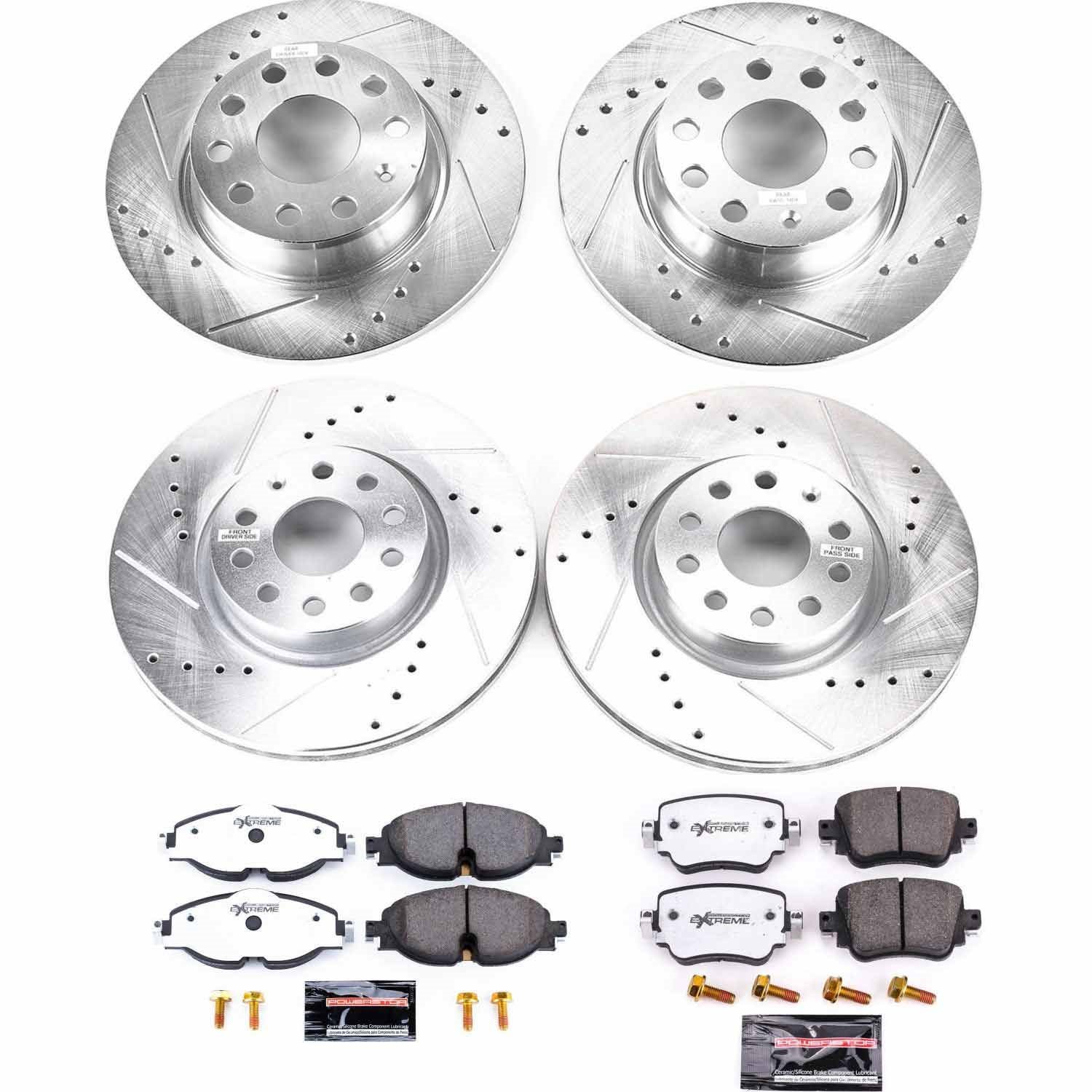 Z26 Extreme Performance Complete Brake Pad and Rotor Set Fits 2019 Volkswagen Golf Alltrack [Front/Rear]