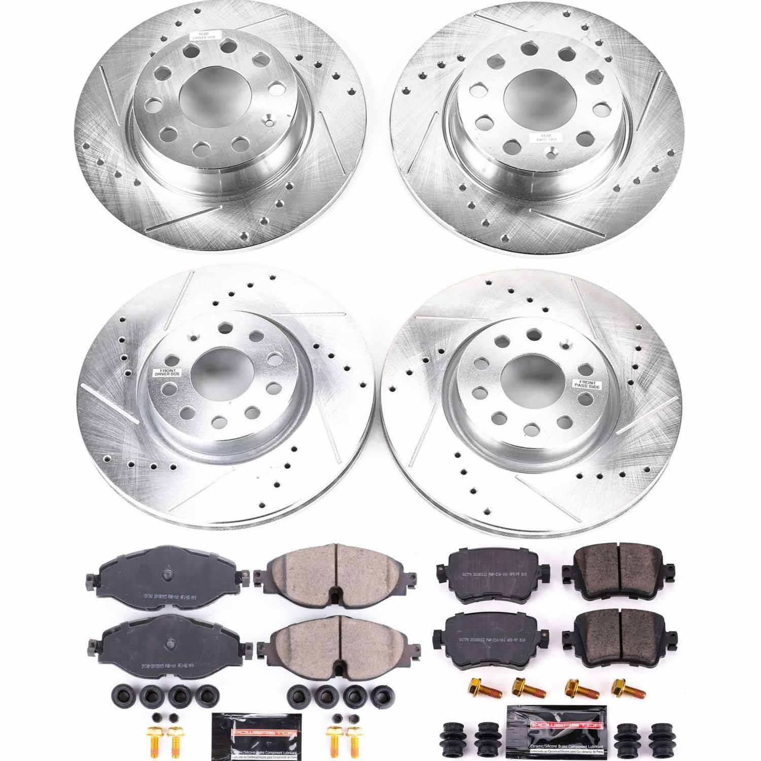 Z23 Front and Rear Brake Pads and Rotors Kit Fits Select Late Model Volkswagen Models