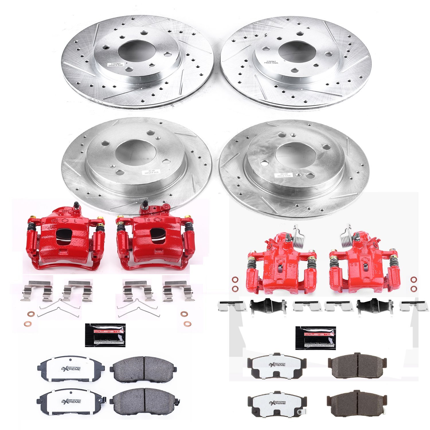 Z26 Extreme Street Warrior Front and Rear Brake Kit w/Calipers for 2000-2001 Nissan Sentra