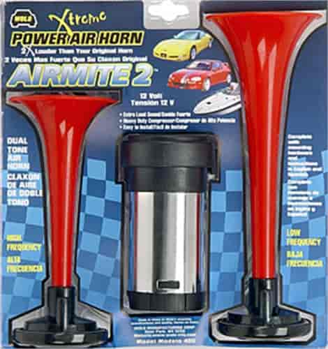 Airmite 2 Dual Tone Air Horn 2 Durable Red Plastic Trumpets
