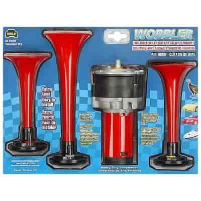 WOBBLER-Turkey Horn- Three 3 Red Plastic Trumpets. Two 2 To