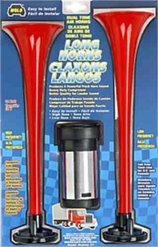 Long Horns Air Horn 2 Durable Red Plastic Trumpets