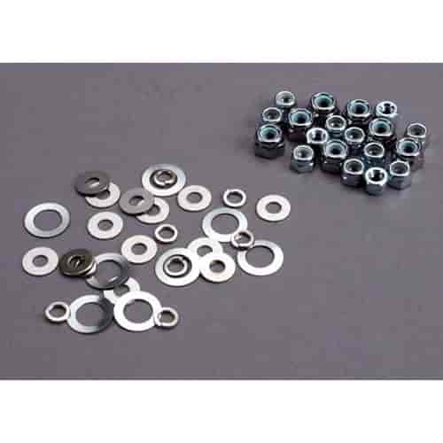 Nut set lock nuts 3mm 11 and 4mm 7 & washer set