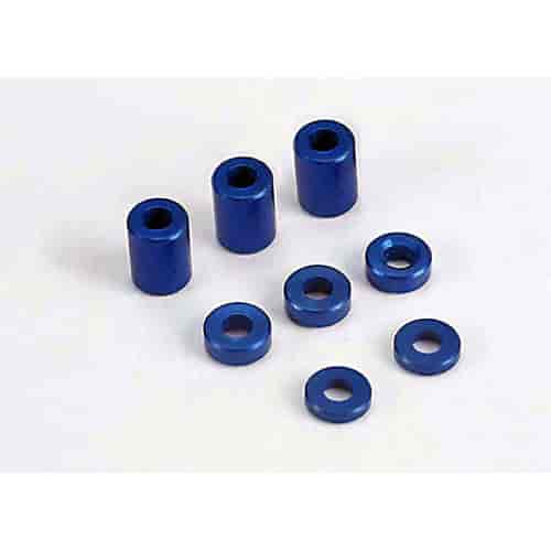 Blue-anodized aluminum spacers 3x6x8mm 3 / 3x6x1.5mm 2 / 3x6x2.5mm 4
