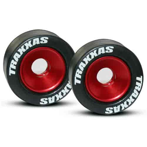 Wheelie Bar Wheel & Tire Kit Includes 2 Red-Anodized Aluminum Wheels