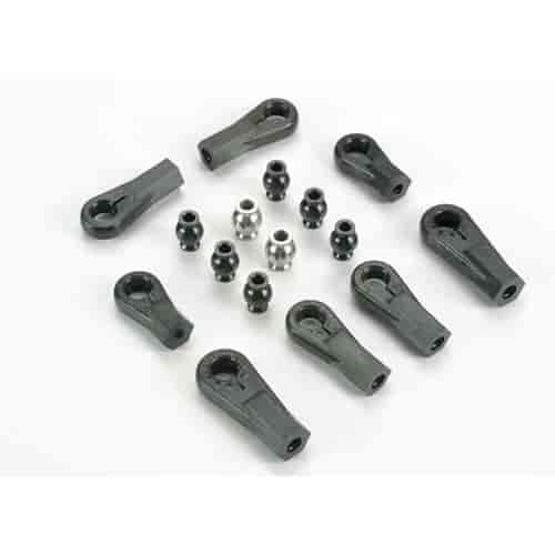 Plastic rod ends 8 1/6 and 1/5 scale / hollow ball connectors 8 6-black 2-silver