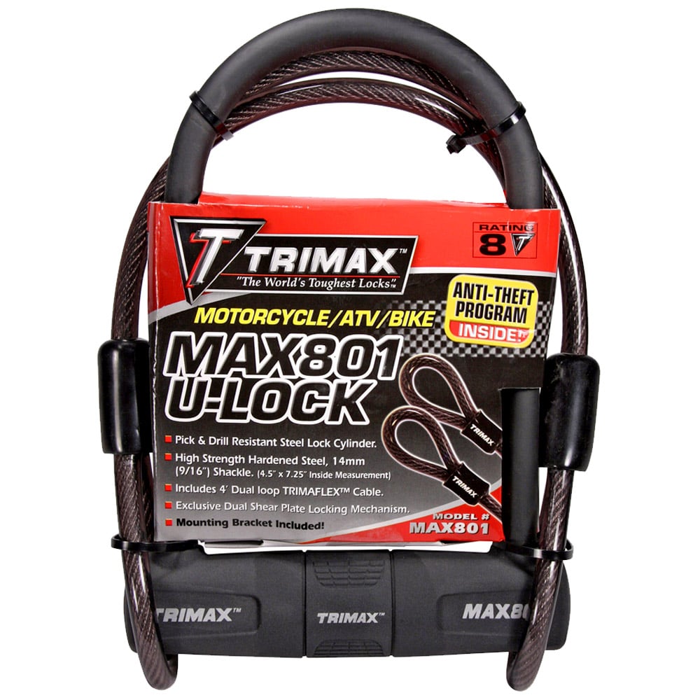 MAX-SECURITY 4-1/8IN. S 12IN. U-SHACKLE LOCK W/ 14MM SHACKLE WITH 10MM S 4FT. CABLE LIFETIME WARRANTY 1 EACH