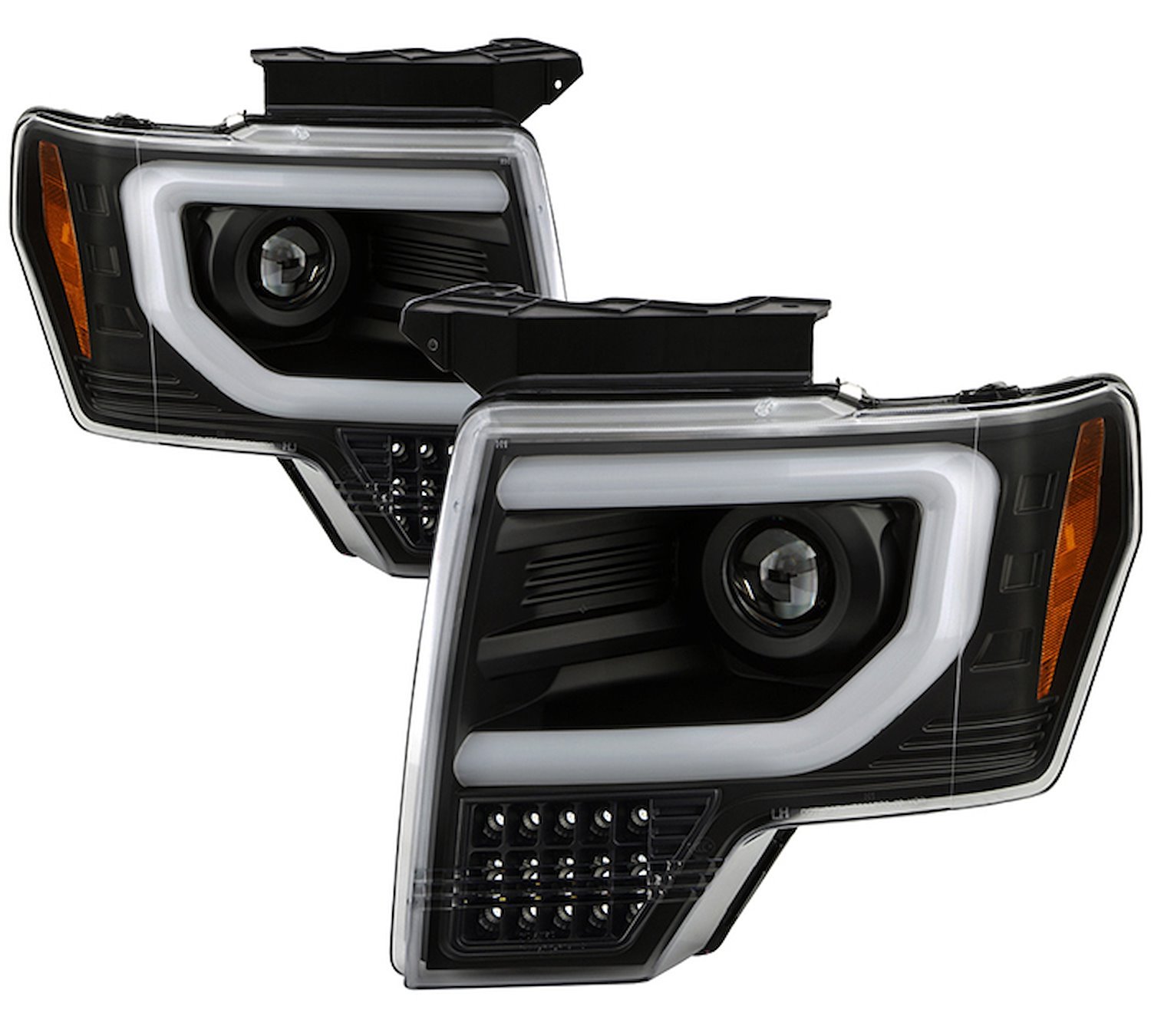 APEX Series Light Bar Projector Headlights 2009-2014 Ford F-150 [Black] Sequential LED Turn Signal