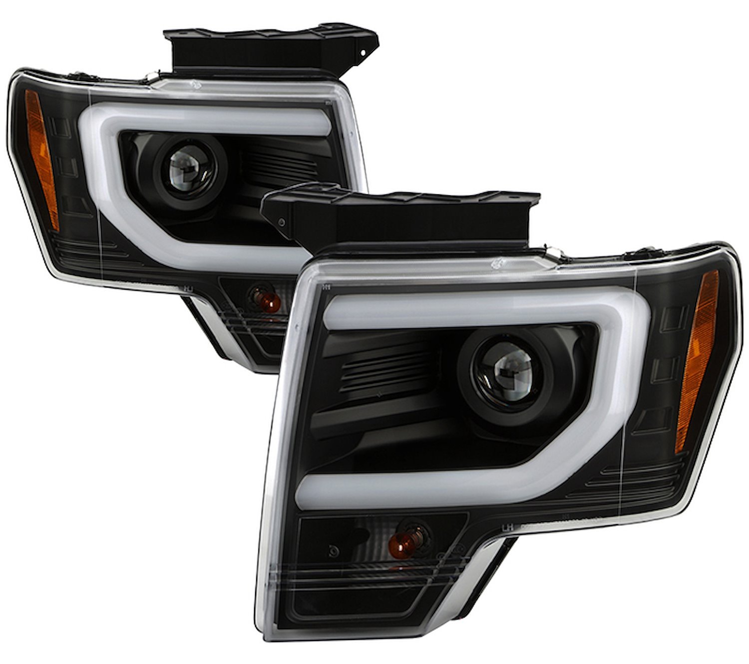 APEX Series Light Bar Projector Headlights 2009-2014 Ford F-150 [Black] Halogen Turn Signal