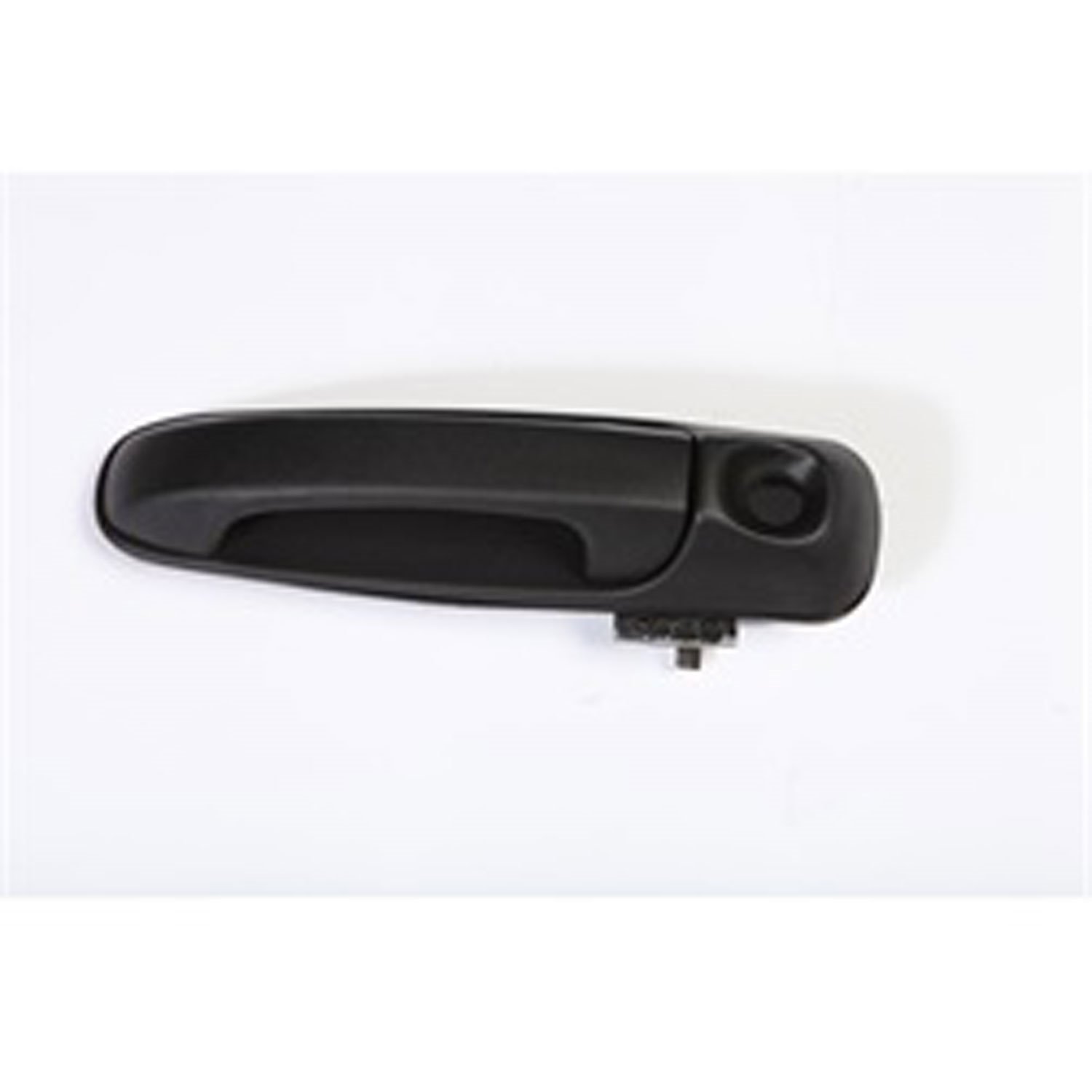 This black door handle from Omix-ADA fits the right front door on 02-07 Jeep Liberty KJ. It has a hole for the lock cylinder.