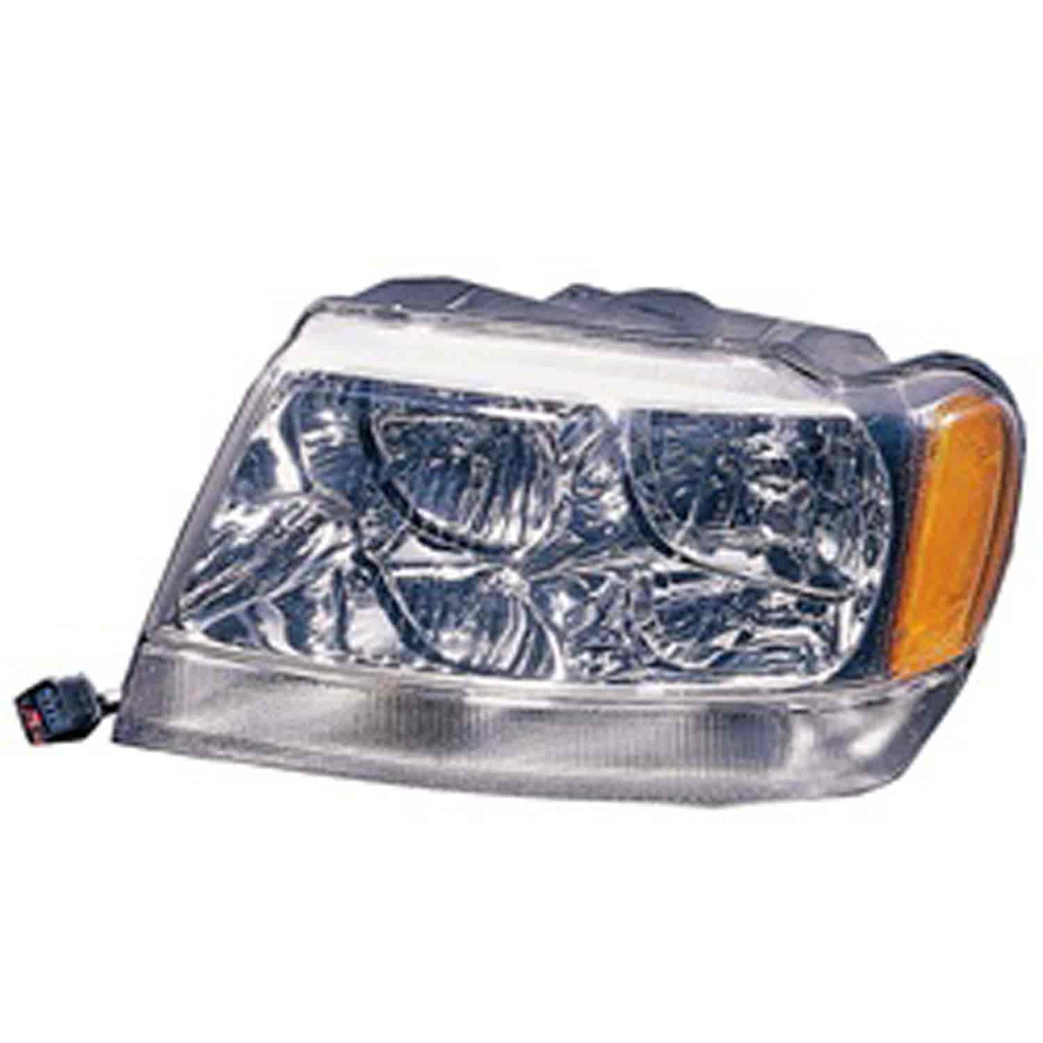 Replacement headlight assembly from Omix-ADA, Fits left side on 99-04 Jeep Grand Cherokee WJ Limited.