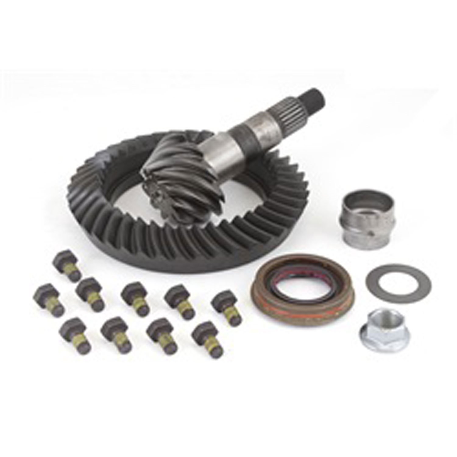 This 4.10 ratio ring and pinion gear set fits the Dana 44 rear axle used in 2007 Jeep Wranglers w/ T