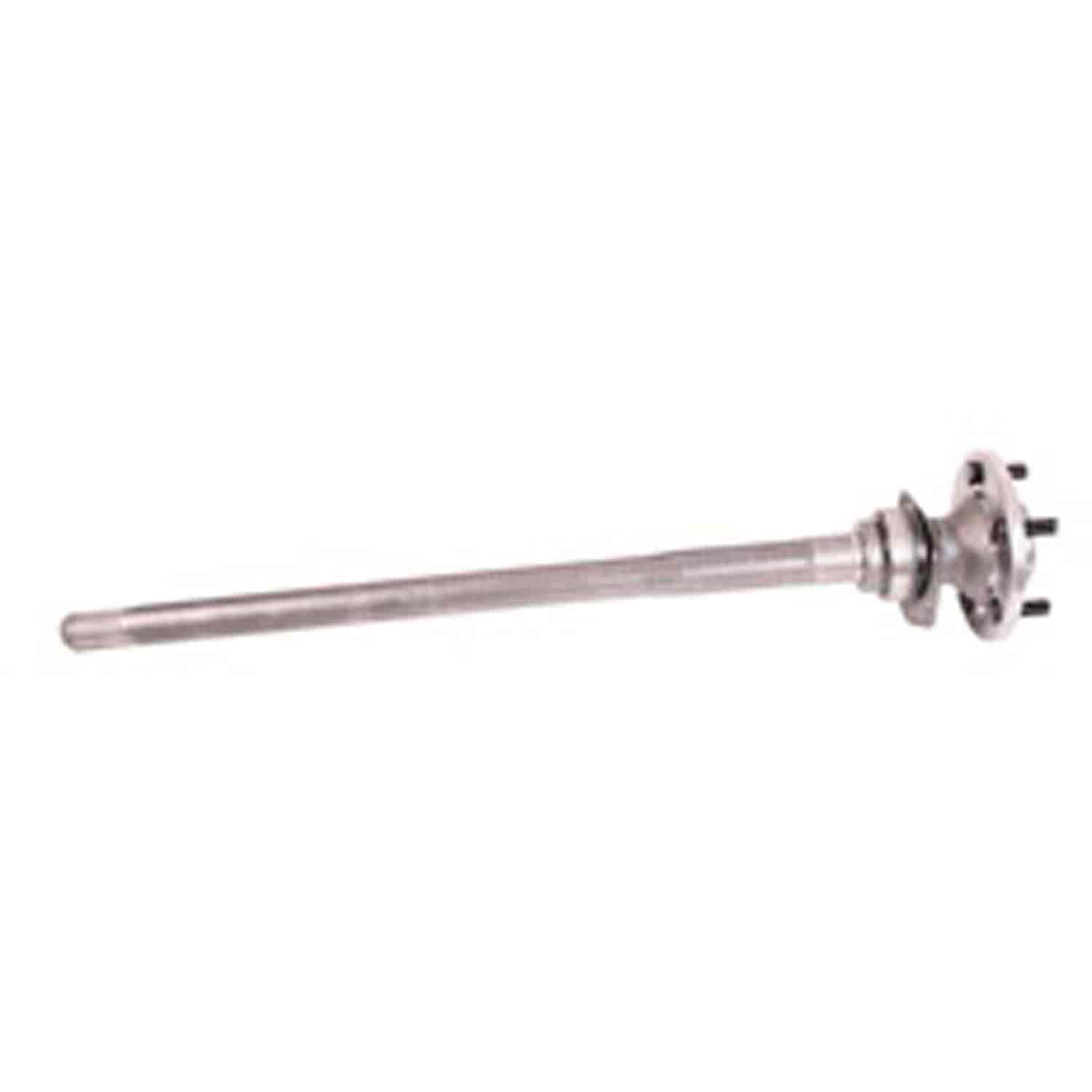 This rear axle shaft for Dana 44 fits the left side of 03-06 Jeep Wrangler TJ with 3.07 to 3.73 ring